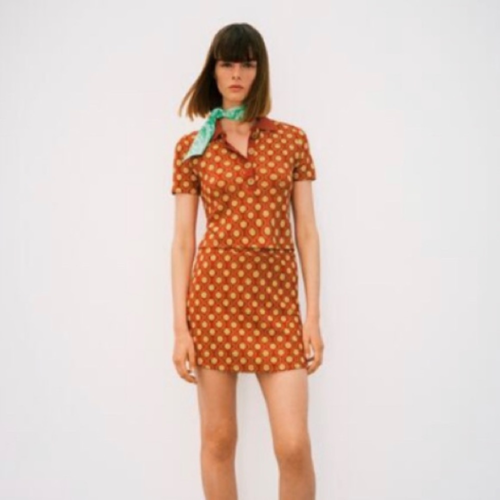 Zara geometric print top and skirt